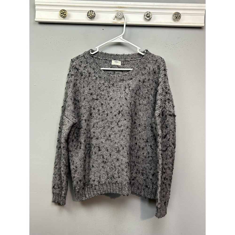 Wallace J. Crew Sweater Womens Large Gray Chunky Wool Blend Marled Knit